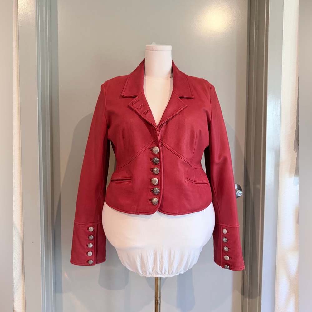 Vintage 80’s or 90s Wilson’s Leather Button-Front Jacket - Red - Size Large